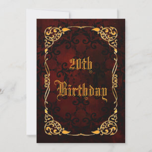 Gothic Gold Framed 20th Birthday Invitation