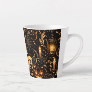 Gothic Gold Halloween Latte Mug 12 oz