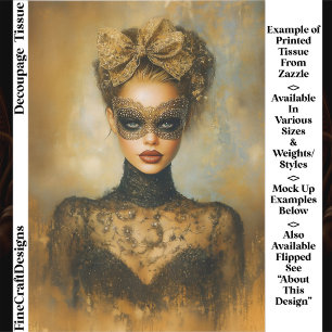Gothic Gold Masquerade Woman, Mask ER2L Decoupage Tissue Paper