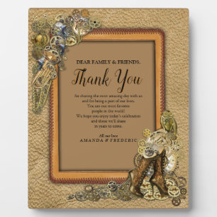 Gothic-Gold Steampunk Thank You On leather Plaque