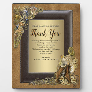 Gothic-Gold Steampunk Wedding On Suede Plaque