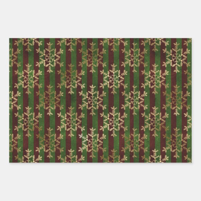 Gothic Golden Snowflakes Wrapping Paper Sheet (Front)