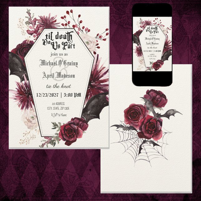 Gothic Goth Dark Bats Wedding Invitation (Creator Uploaded)