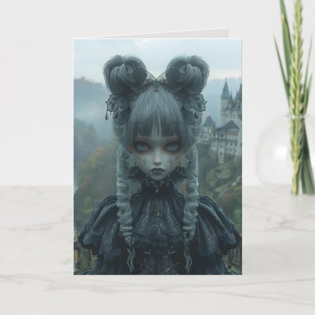 Gothic Goth Girl HELLO Greeting Card (Front)