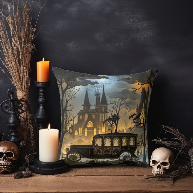 Gothic Graveyard with Cathedral and Hearse Cushion (Creator Uploaded)