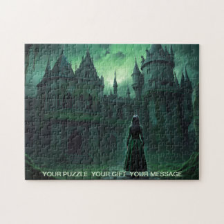 Gothic Green House of shadows and elegance Jigsaw Puzzle