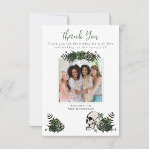 Gothic Green Skull and Flowers Irish Bridal Shower Thank You Card