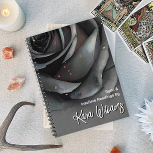 Gothic Grey Rose Dark Floral Psychic Witch Tarot Notebook