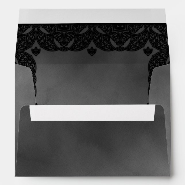 Gothic Grey Watercolor Mediaeval Moody Lace Envelope (Back (Bottom))