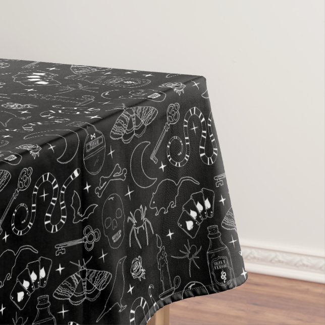 Gothic Grunge Black and White Patterned Tablecloth (In Situ)