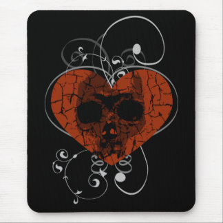 Gothic Grunge Broken Heart Skull Mouse Pad