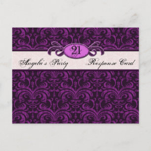 Gothic Grunge Fuchsia Birthday Party Reply RSVP Invitation Postcard