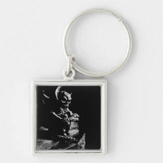 Gothic Guardian Gargoyle - Black and White Key Ring
