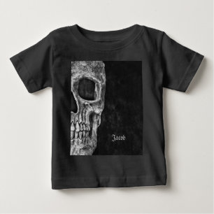 Gothic Half Skull Black And White Cool Grunge Baby T-Shirt