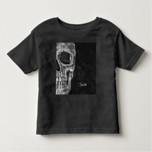Gothic Half Skull Black And White Cool Grunge Toddler T-Shirt