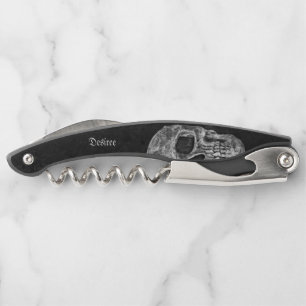 Gothic Half Skull Cool Black And White Grunge Corkscrew