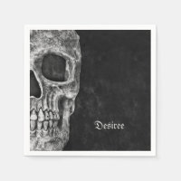 Gothic Half Skull Cool Black And White Grunge