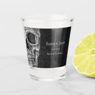 Gothic Half Skull Cool Black And White Grunge Shot Glass