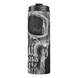 Gothic Half Skull Cool Black And White Texture Thermal Tumbler
