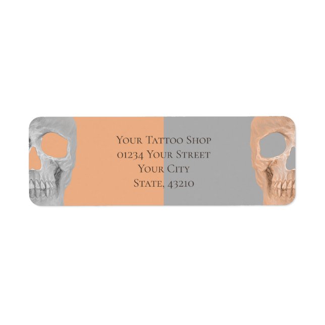 Gothic Half Skull Face Tan Grey Tattoo Shop (Front)
