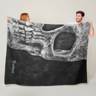Gothic Half Skull Head Cool Black And White Grunge Fleece Blanket