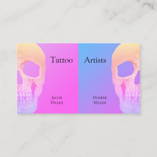 Gothic Half Skull Pink Blue Purple Tattoo Shop Bus Business Card