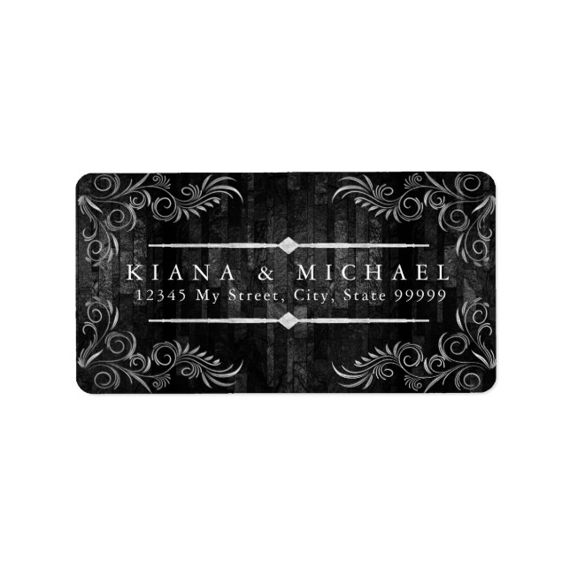 Gothic Hallowedding Scrollwork B&W ID866 Label (Front)