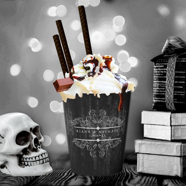 Gothic Hallowedding Scrollwork B&W ID866 Paper Cups (Creator Uploaded)