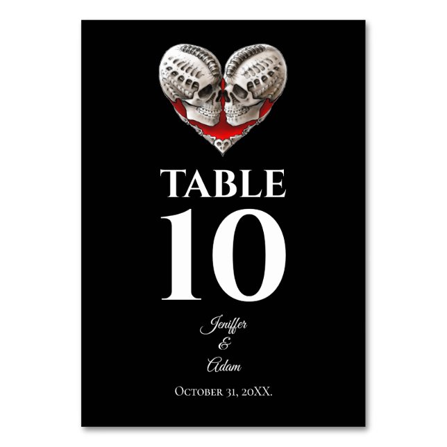 Gothic Halloween Alternative Wedding Table Number (Front)