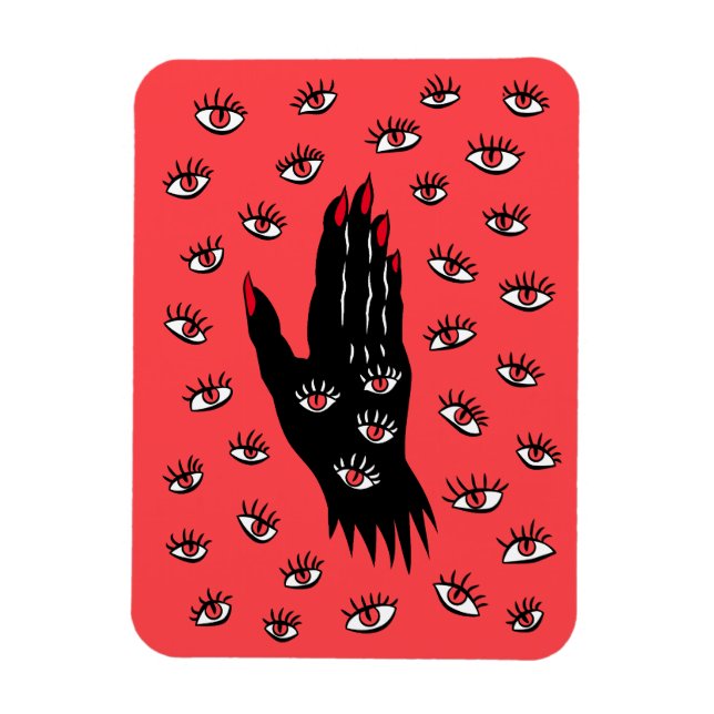 Gothic Halloween Art – Black Hand Spooky Eyes Magnet (Vertical)