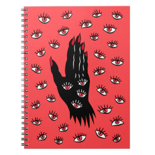 Gothic Halloween Art – Black Hand Spooky Eyes Notebook