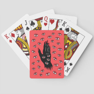 Gothic Halloween Art – Black Hand Spooky Eyes Playing Cards
