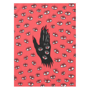 Gothic Halloween Art – Black Hand Spooky Eyes Tablecloth