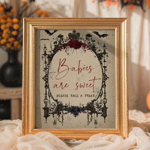 Gothic Halloween Baby Shower Babies are Sweet Sign