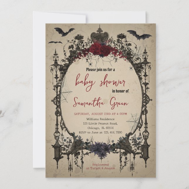 Gothic Halloween Baby Shower Invitation (Front)