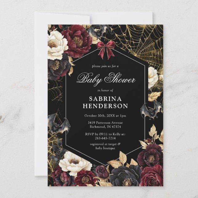 Gothic Halloween Baby Shower Invitation (Front)