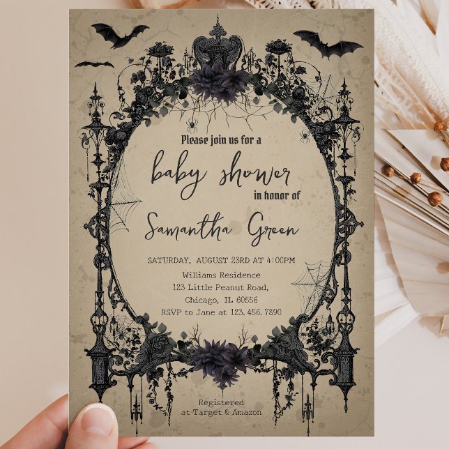 Gothic Halloween Baby Shower Invitation (Creator Uploaded)