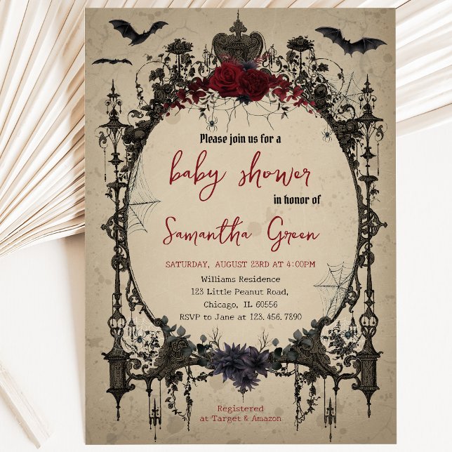 Gothic Halloween Baby Shower Invitation (Creator Uploaded)