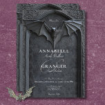 Gothic Halloween Black Bat & Arch Wedding Invitation<br><div class="desc">Embrace the darkness and revel in the macabre with our gothic or Halloween wedding invitation. Featuring a striking black stone arch adorned with a menacing bat, this invitation sets the stage for a dark celebration that's both elegant and eerie. Perfect for couples seeking a unique and unforgettable wedding experience, this...</div>