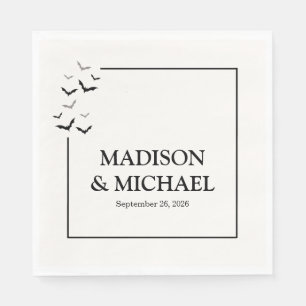 Gothic Halloween Black Bat Wedding Napkin