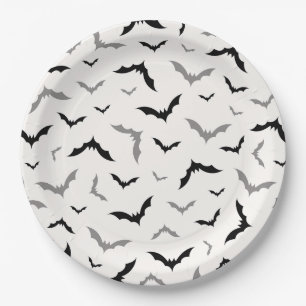 Gothic Halloween Black Bat Wedding Paper Plate
