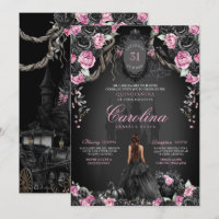 Gothic Halloween Black Rose & Pink Quinceañera