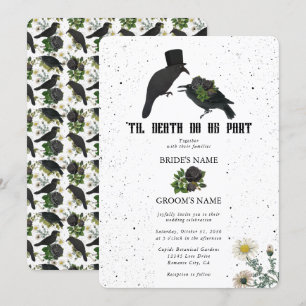 Gothic Halloween Black Roses Crows Wedding Invitation