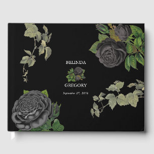 Gothic Halloween Black Roses Wedding Guest Book