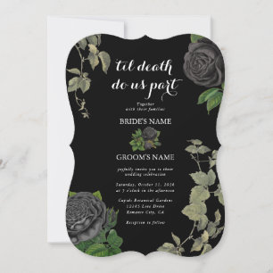 Gothic Halloween Black Roses Wedding Invitation