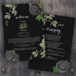 Gothic Halloween Black Roses Wedding Itinerary  Programme<br><div class="desc">A Gothic Halloween script wedding design with black roses and hanging vines. A Halloween design that uses black and dark botanical florals along with vintage script calligraphy typography. A stylish Gothic design ideal for Halloween wedding themes. A unique black roses wedding itinerary program design. Matching wedding invitations and other stationery...</div>