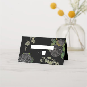 Gothic Halloween Black Roses Wedding Place Card