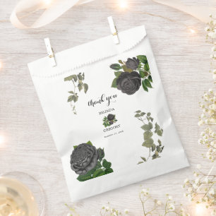 Gothic Halloween Black Roses White Wedding Favour Bags