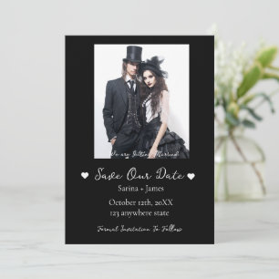 Gothic Halloween Black Save The Date Wedding  Invitation