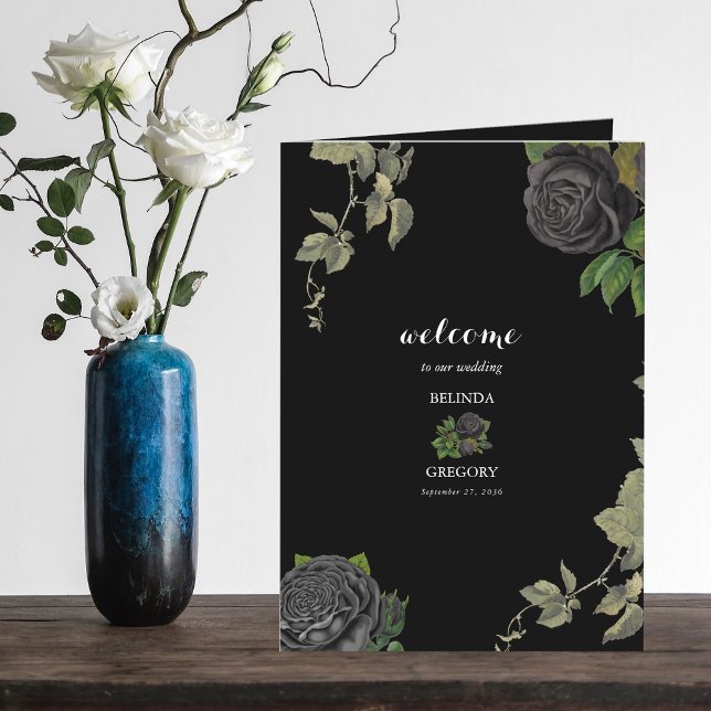 Gothic Halloween Black Wedding Order of Service Programme (Gothic Halloween Black Wedding Order of Service Program)